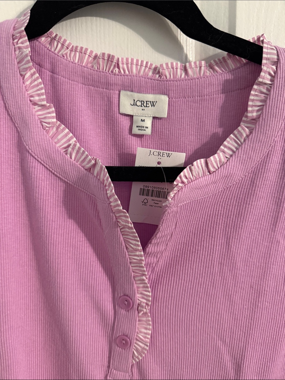 J. Crew Lilac Ruffle Henley Tank - Picture 3 of 4